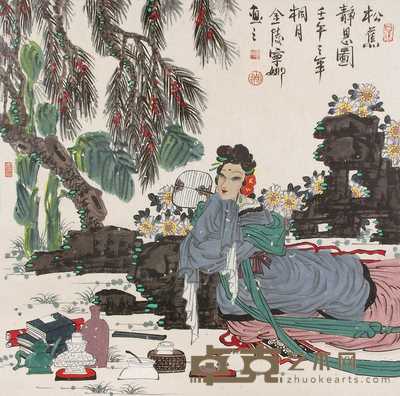 胡宁娜 松蕉静思图 镜心 64.7×65.1cm